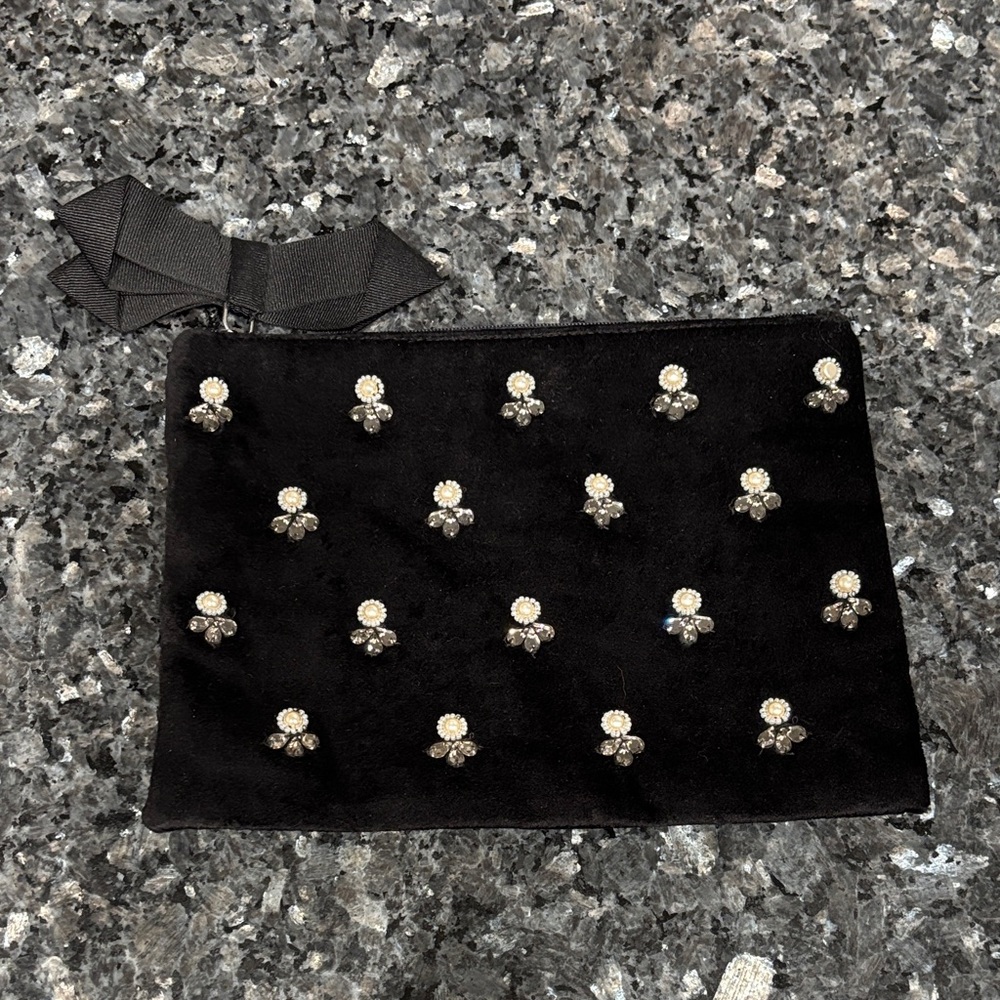 Ann Taylor Black Clutch with Embellishments